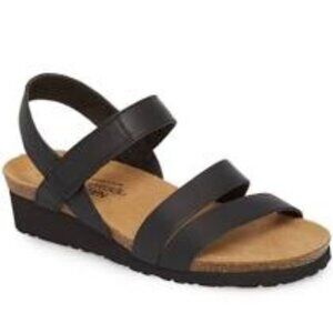 NAOT Kyla Leather‎ Sandal Comfort Cork Wedge Velcro Closure Cork Comfort Boho